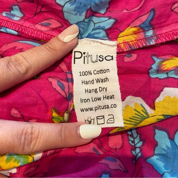 NWT Pitusa Layered Boho Skirt Size Large in Fuchsia Floral Print - Picture 7 of 7